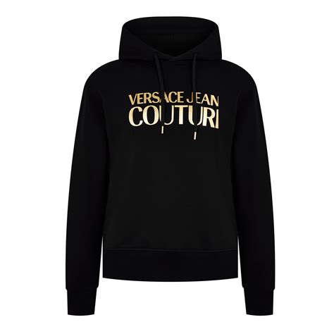 Versace Jeans Couture gold logo hoodie in black